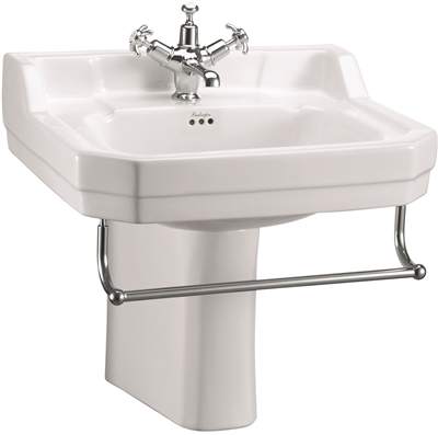 Burlington Edwardian 56cm Basin with Towel Rail & Semi Pedestal