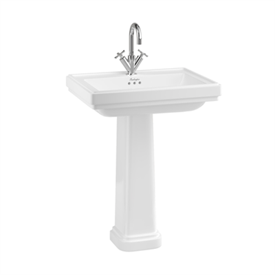 Burlington Riviera 650mm Square Basin with Full Pedestal