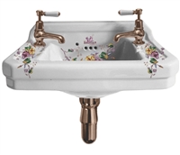 TRTC White Multicoloured  Floral Cloackroom Basin