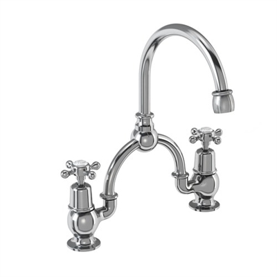 Burlington Claremont 2 Tap Hole Arch Mixer with Curved Spout (230mm centres)