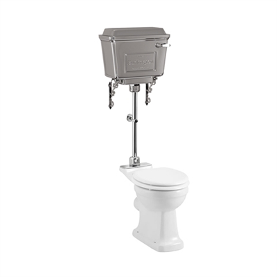 Burlington Medium Level Toilet with Chrome Lever Cistern - Various Flush Pipe Finishes