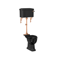 TRTC Gloss Black Medium Level Toilet with Lever Cistern