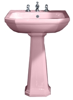 TRTC Churchill Pink 630mm Basin & Pedestal