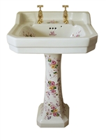 TRTC Multicoloured Floral Basin with Pedestal TRTC Multicoloured Floral Basin with Pedestal