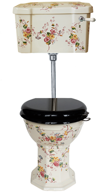 TRTC Multicoloured Floral Slimline Low Level Toilet with Floral Cistern