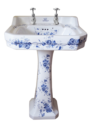 TRTC Blue & White Floral Basin