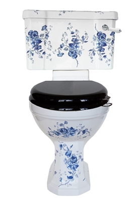 TRTC Blue & White Floral Close Coupled Toilet