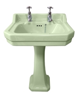 TRTC Art Deco Green 56cm Basin with Pedestal