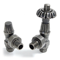 Abbey Thermostatic Radiator Valves - Pewter (Angled TRV)