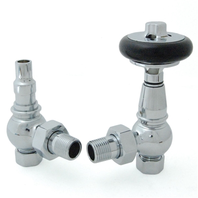 Amberley Chrome Thermostatic Angled Radiator Valves (TRV)