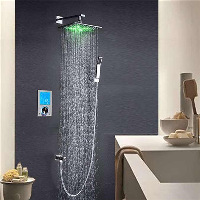 10 inches Wall Mounted digital thermostatic shower Temperature display LED shower set