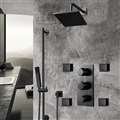 Dark Oil Rubbed Bronze Finish Square Rainfall Shower Set with Handheld Shower