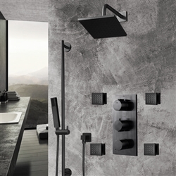 Hostelry BathSelect Dark Oil Rubbed Bronze Square Rainfall Shower Set with Handheld Shower