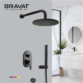 Hostelry Bravat Matte Black Rainfall Shower Set with Handheld Shower