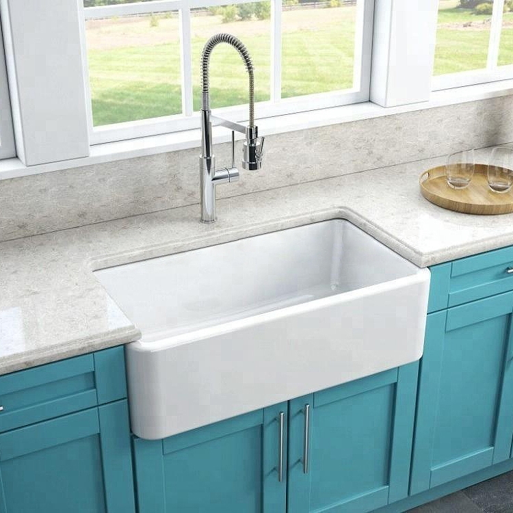Melun White Solid Surface True Acrylic Farmhouse Kitchen Sink