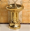 Creteil Gold Vintage Luxurious Ceramic Pedestal Sink with Faucet in Gold Finish