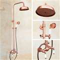 Vintage Rose Gold Bathroom Shower Set Double Handle 8" Rainfall Shower System with Handshower