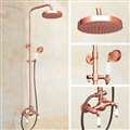 7.7-inch Wall Mounted Shower Faucet Set with Hand Shower in Vintage Rose Gold Finish