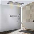 Foggia Gunmetal Gray Thermostatic Musical Recessed Ceiling Mount Rainfall LED Shower System with Hand Shower
