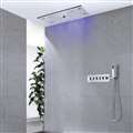 Vicenza Chrome Polished Thermostatic LED Musical Recessed Ceiling Mount Rainfall Shower System with Hand Shower