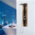 Verona 10" Black Tempered Glass Shower Panel with Bronze Stainless Steel Body and Brushed Nickel Fixtures