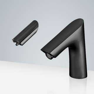 BathSelect Lyon Matte Black Commecial Motion Sensor Faucet & Automatic Wall Mount Soap Dispenser for Restrooms
