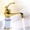 Orleans Single Handle Gold Finish Bathroom Sink Faucet