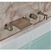 Wall Mount Brushed Nickel Waterfall Tub Mixer Faucet with Brass Handheld Shower
