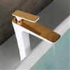 BathSelect Sleek Design White & Gold Combination Long Deck Faucet