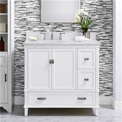 BathSelect Elegant White 36" Bathroom Vanity