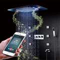 Bathselect Luxury Chrome Curved LED Showerhead Ceiling Phone Control With Jet Spray Set