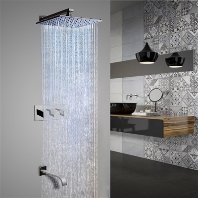 Sita Platinum LED Shower Set with Diverter, Mixer and LED spout Faucet - Available in 4 sizes