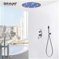 Bravat LED Chrome Round Shower Head With Handheld Spray