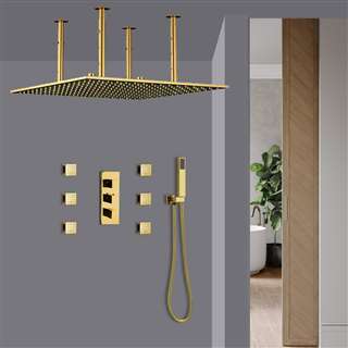 Fontana Gold Finish Square Rain Shower Set