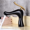 BathSelect Naples Gold Finish Single Handle Bathroom Faucet With Black Finish Spout