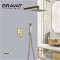 Bravat Brushed Gold Shower Head With Concealed Mixer And Handheld Shower