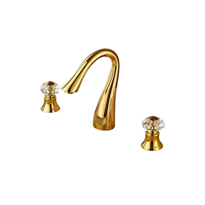 Lio Crystal Handles Bathroom Basin Faucet Widespread Bathroom Vanity Sink Mixer Tap Gold Brass