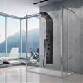Black Painted Stainless Steel Shower Panel System With Adjustable Rainfall Shower Head And Shower Wand