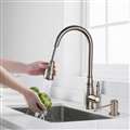 Lecce Kitchen Pull Out Sink Faucet Brushed Nickel Hot & Cold Water Mixer with Soap Dispenser