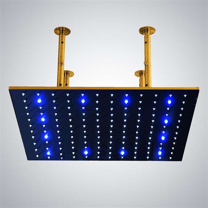 Gold Plated shower head multicolor led