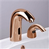 Hospitality Commercial Rose Gold Automatic Temperature Control Thermostatic Sensor Faucet with Soap Dispenser
