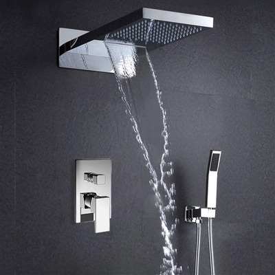 22" Lina Multifunctional Shower Head Mirror Chromed Polished 2 Way Rainfall Shower Sets Bath Faucets faucet led