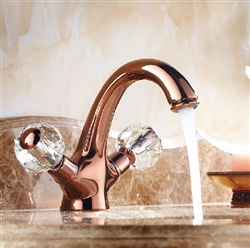 Suex Rose Gold Sink Faucet with Crystal Handles