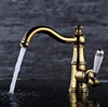 Gold Plate Bath Vessel Sink Faucet Single Ceramic Handle Deck Mount Mixer Tap