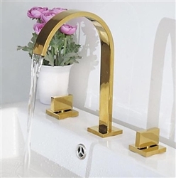 Gold Plate Bathroom 3pcs Sink Faucet Dual Handles Centerset Mixer Tap