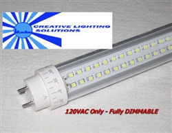 Dimmable LED SMD T10 Tube Light - 1800 Lumens, 4 foot, Day White, 18 Watt, 290 LED, 120VAC, Clear Lens, Commercial Grade - Dimming!