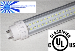 LED SMD T8 T10 Tube Light - 1800 Lumens, 4 foot, Day White, 18 Watt, 290 LED, 90V-277VAC, Clear Lens, Commercial Grade - UL Listed!