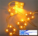 Amber Waterproof LED Module - 12vDC 4 SMD 5050 LEDs, White Case