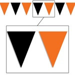 Orange and Black Outdoor Pennant Banner, 30 ft