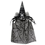 Add a little witchcraft to your next Halloween by wearing the Spider Witch Hat Headband w/Veil. The combination of black tulle, feathers, and silver spider web add an eerie touch to this easy to wear headband. Sized to fit most; not eligible for returns.